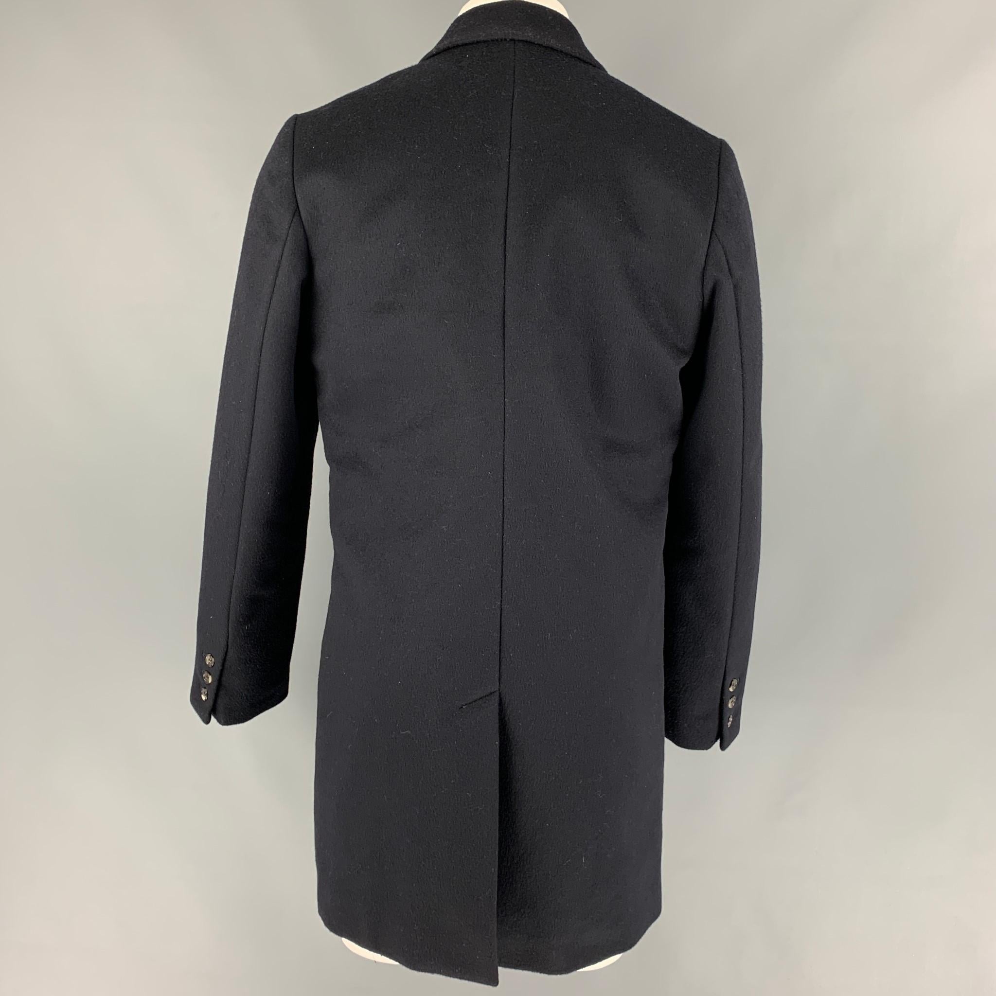 A.P.C. Size L Navy Wool / Polyamide Single Breasted Coat In Good Condition In San Francisco, CA