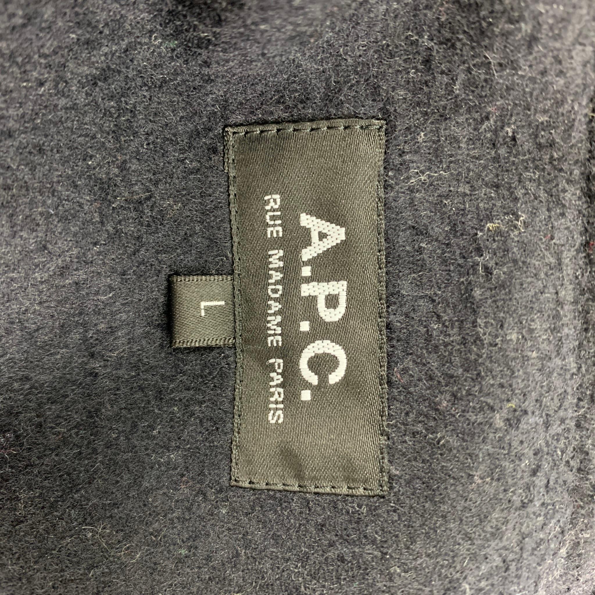 A.P.C. Size L Navy Wool / Polyamide Single Breasted Coat 1