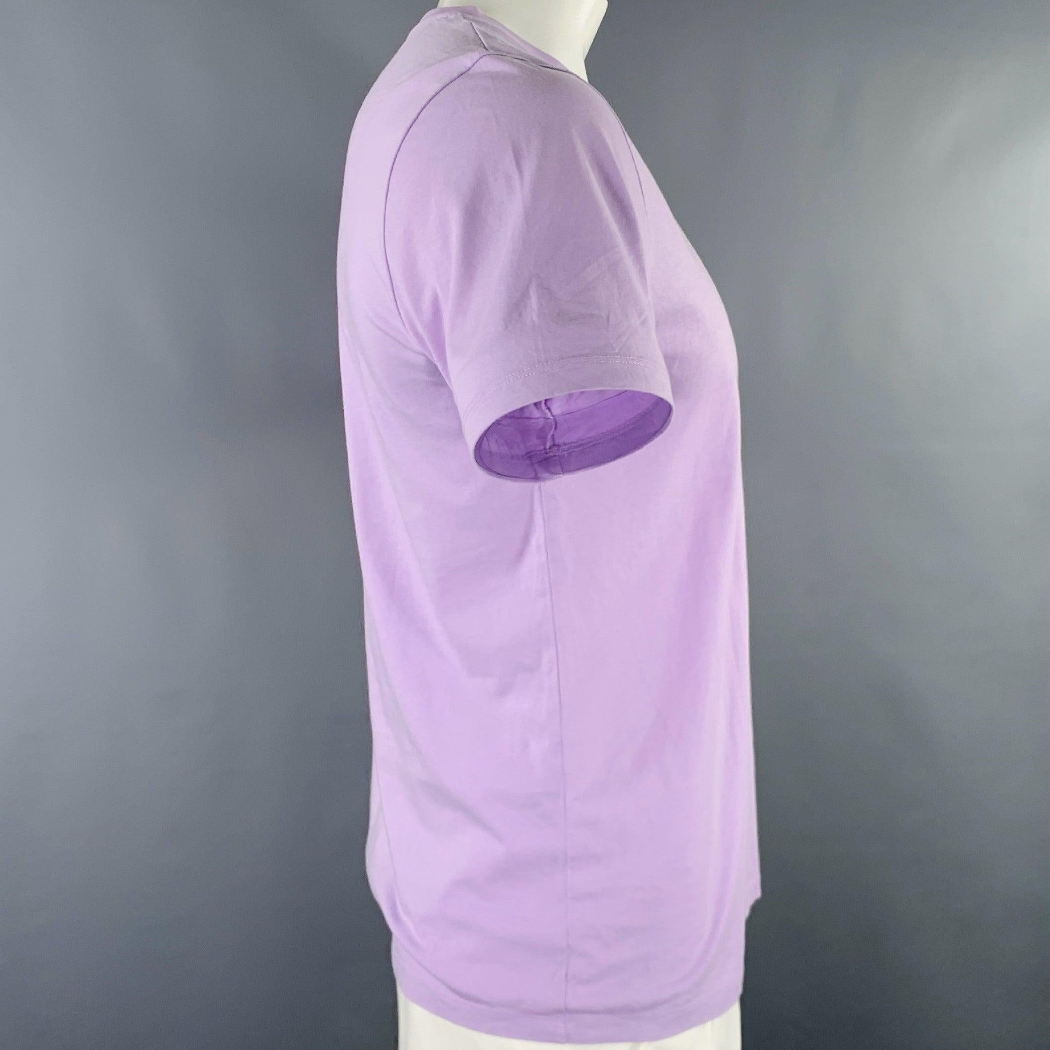 A.P.C. Size L Purple White Cotton Crew Neck T-shirt In Excellent Condition For Sale In San Francisco, CA