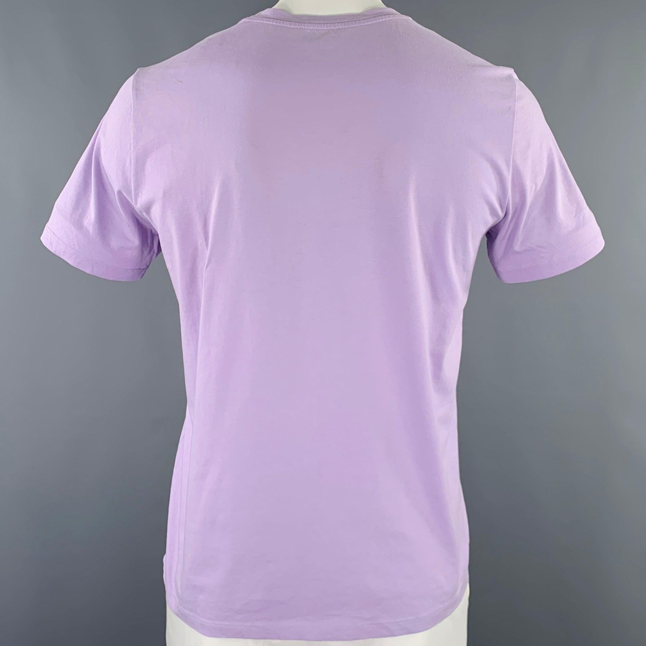 Men's A.P.C. Size L Purple White Cotton Crew Neck T-shirt For Sale