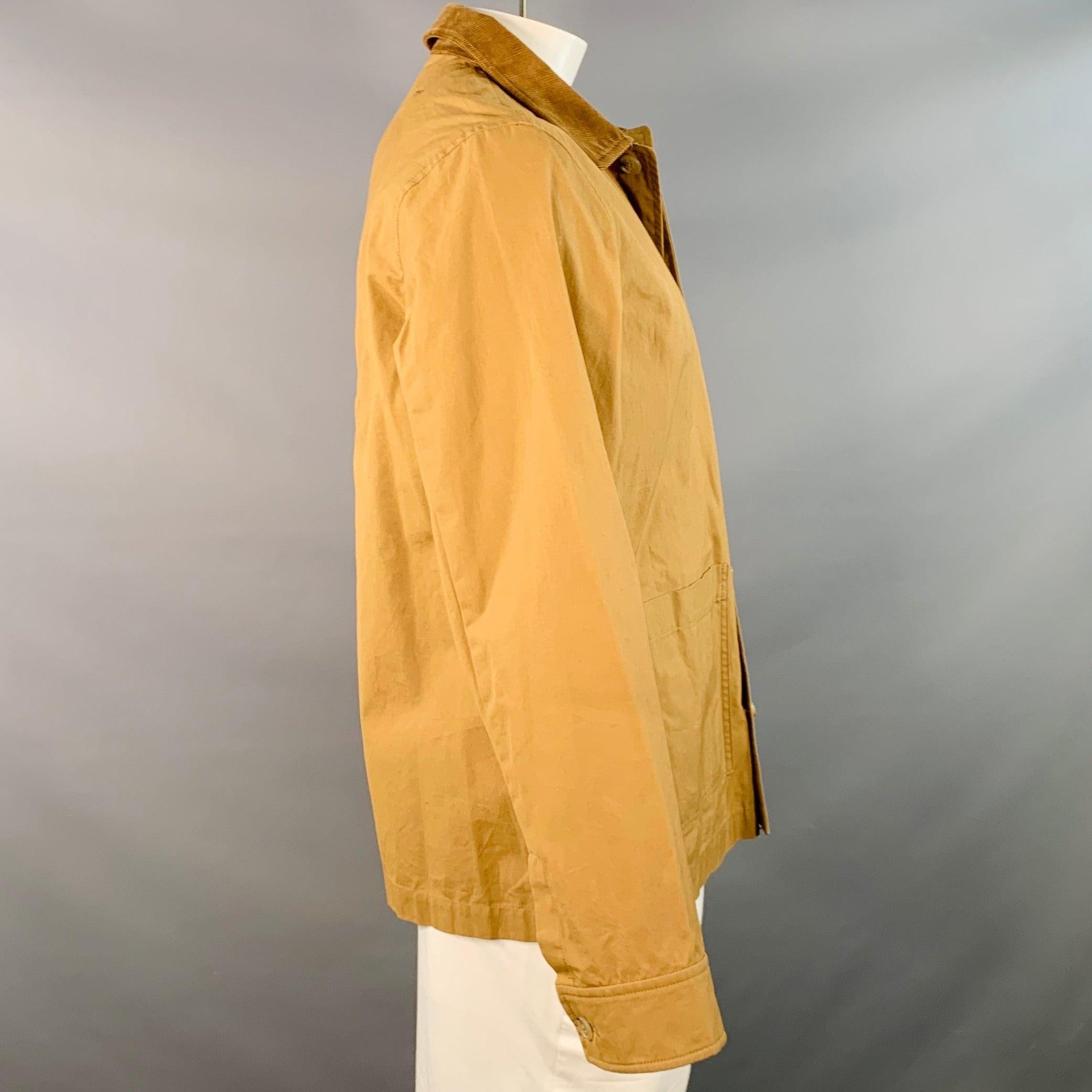 Marron A.P.C. Taille L Tan Brown Cotton Corduroy Button Up Jacket (veste à boutons avec col en velours côtelé) en vente