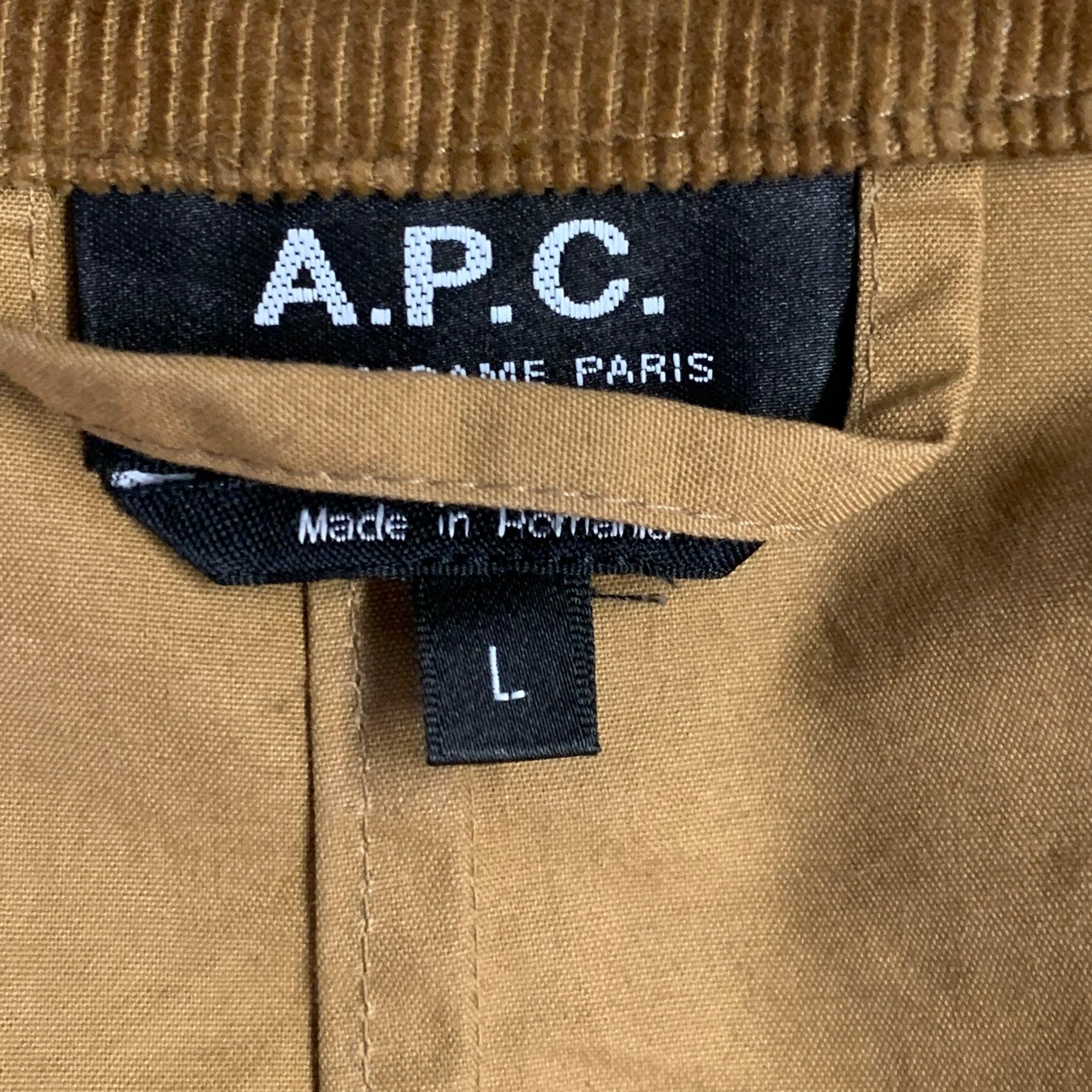 A.P.C. Taille L Tan Brown Cotton Corduroy Button Up Jacket (veste à boutons avec col en velours côtelé) en vente 2