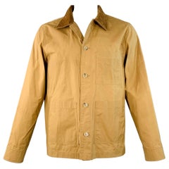 A.P.C. Size L Tan Brown Cotton Corduroy Collar Button Up Jacket