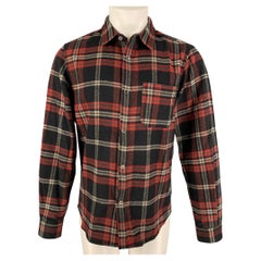 Chemise à manches longues en nylon et laine à carreaux noirs et rouges A.P.C., Taille M
