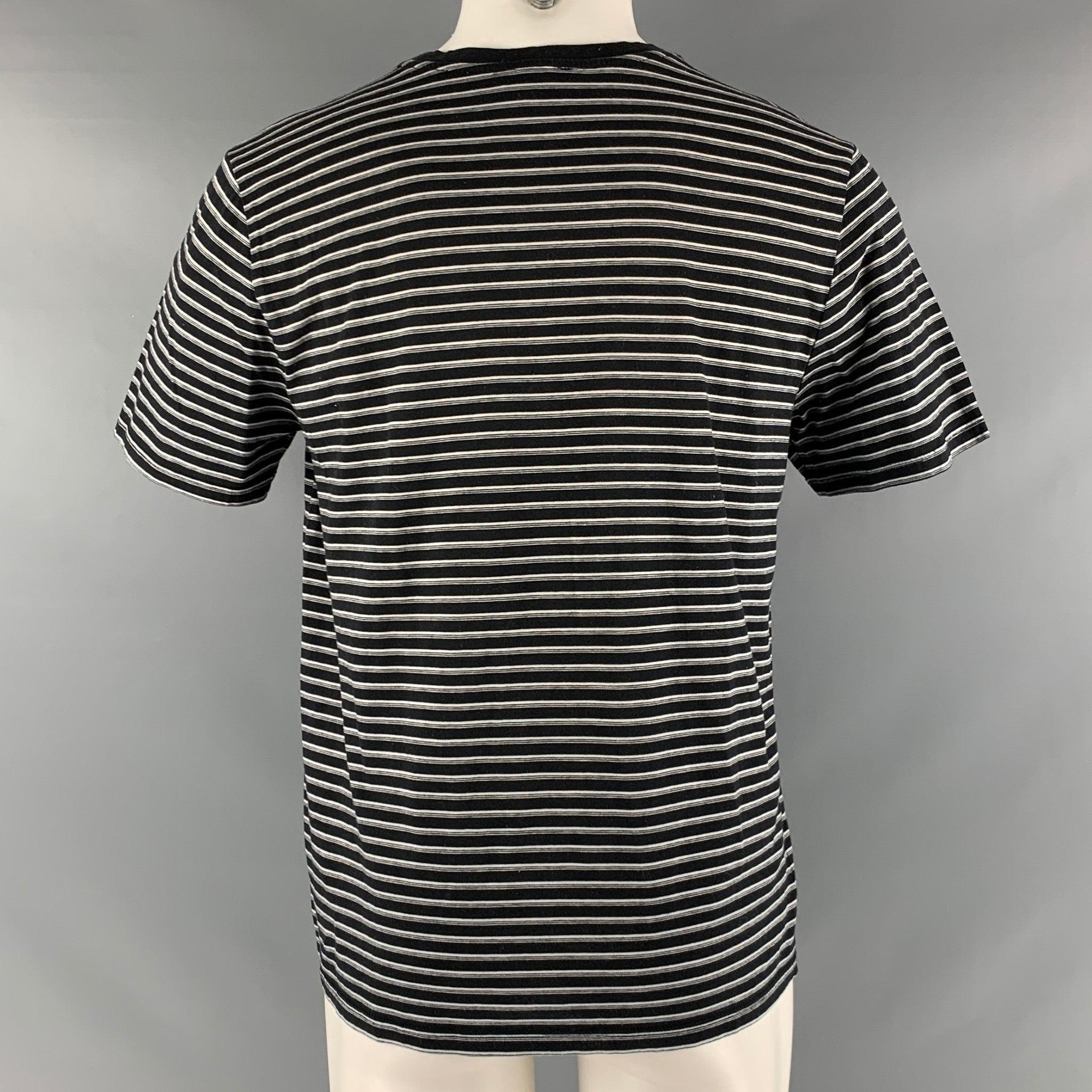A.P.C. Size M Black White Stripe Cotton Short Sleeve T-shirt In Good Condition For Sale In San Francisco, CA