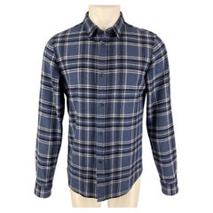 A.P.C. Size M Blue Black Plaid Wool Nylon Long Sleeve Shirt
