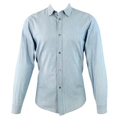 A.P.C. Size M Chemise à manches longues en coton chambray bleu à col large