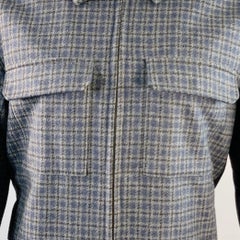 A.P.C. Größe M Blau Grau Schwarz Kariert Wolle Mischung Zip Up Jacke