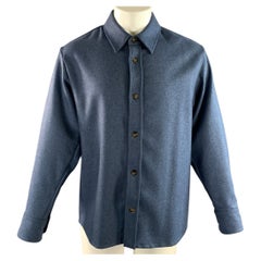 APC Size M Blue Wool Blend Long Sleeve Shirt