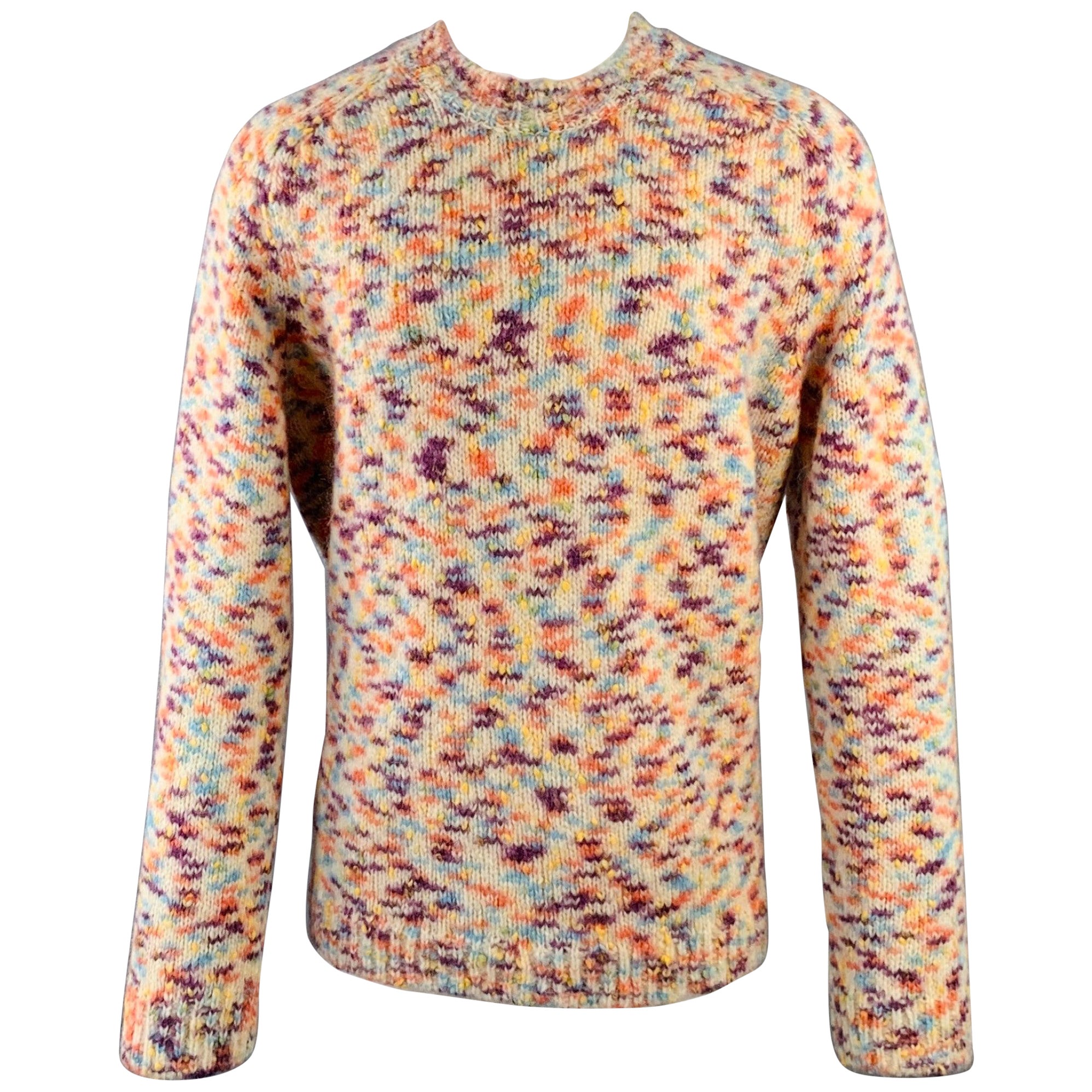 A.P.C. Size M Cream Multi Color Melange Wool Blend Crew Neck Sweater