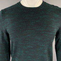 A.P.C. Size M Green Black Melange Wool Ribbed Pullover (pull en laine mélangée)
