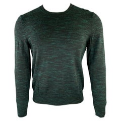 A.P.C. Size M Green Black Melange Wool Ribbed Pullover (pull en laine mélangée)