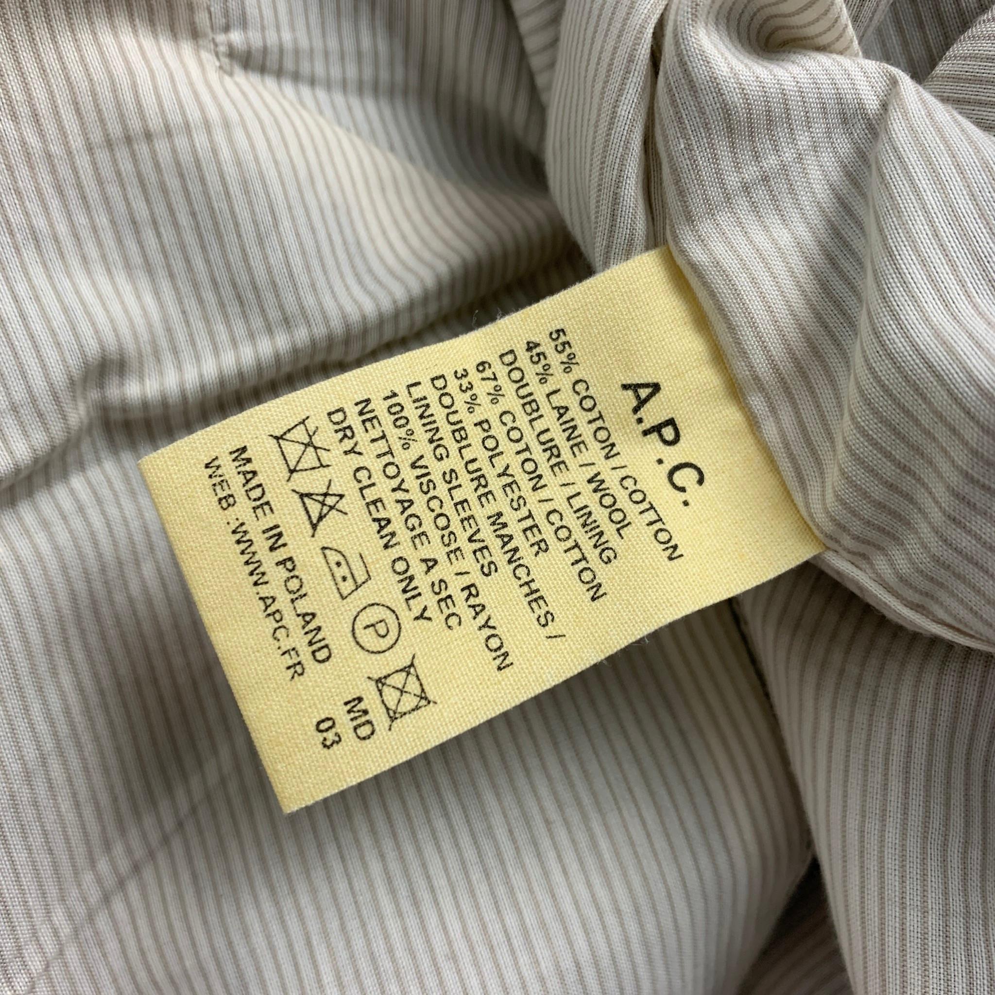 Gray A.P.C. Size M Grey Cream Cotton Wool Notch Lapel Sport Coat