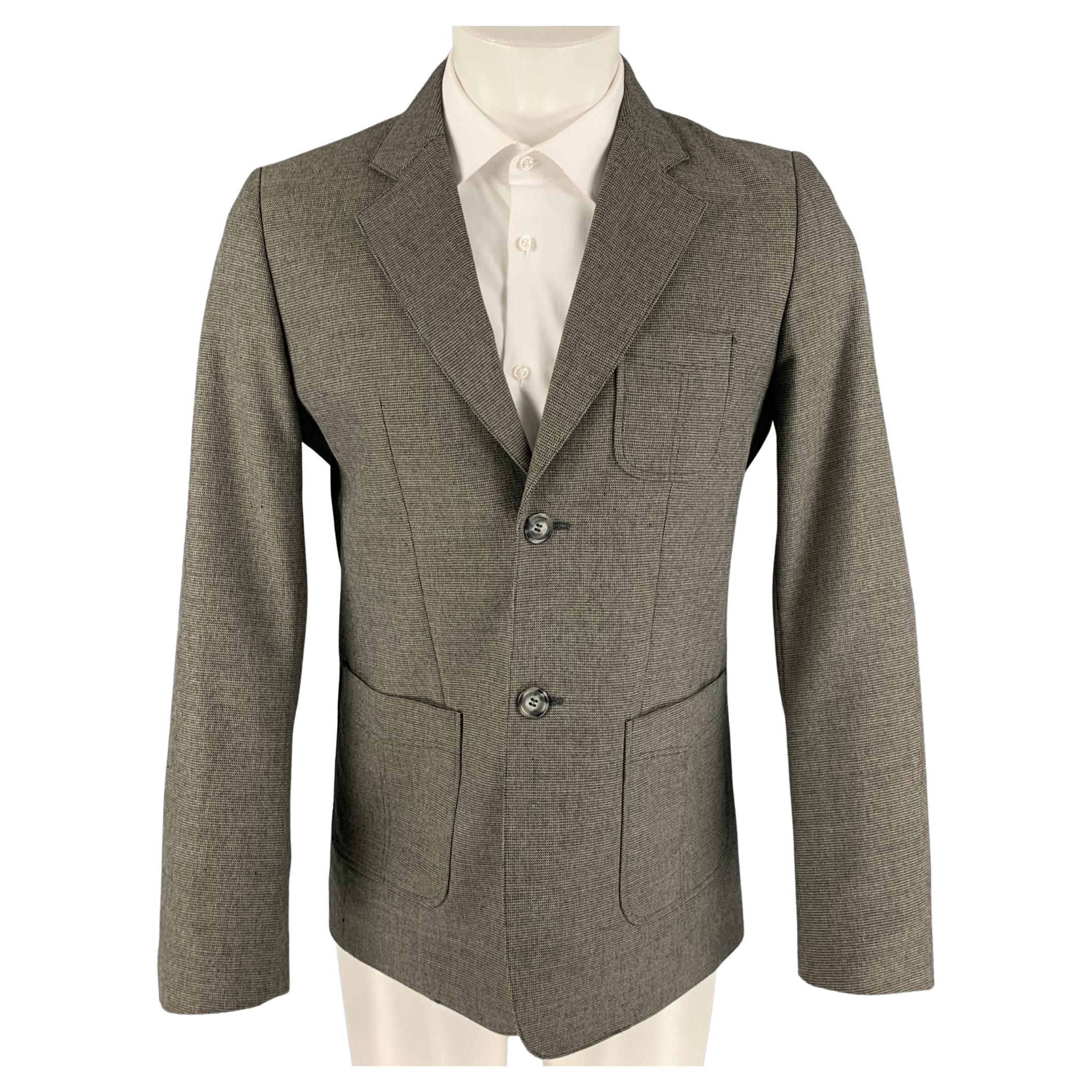 A.P.C. Size M Grey Cream Cotton Wool Notch Lapel Sport Coat