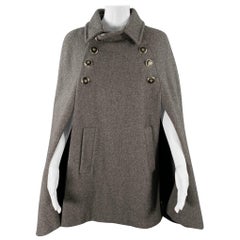 A.P.C. Size M Grey Double Breasted Twill Cape