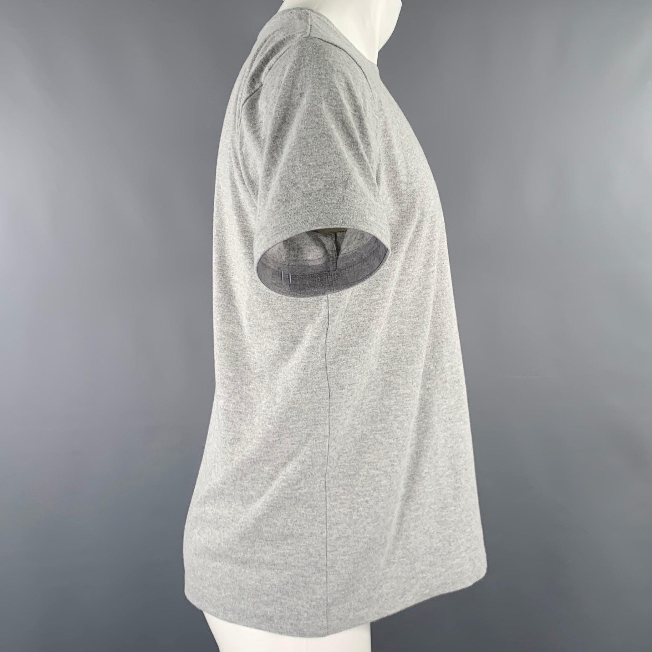 Gray A.P.C. Size M Grey White Cotton Crew Neck T-shirt