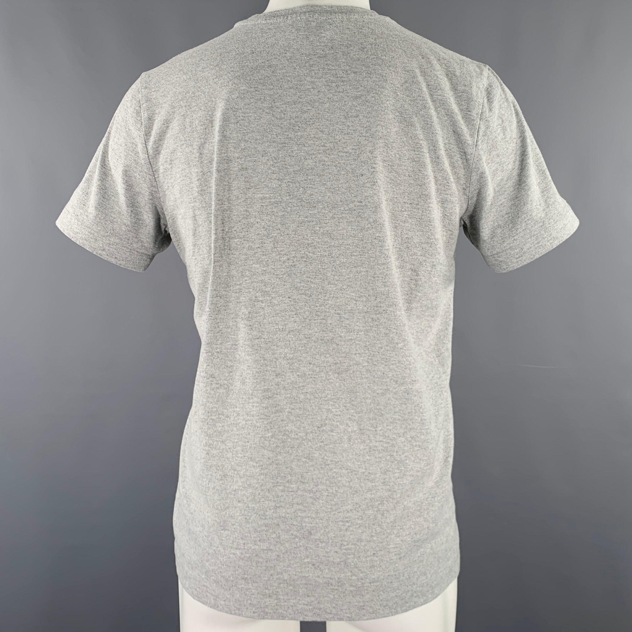A.P.C. Size M Grey White Cotton Crew Neck T-shirt In Good Condition In San Francisco, CA