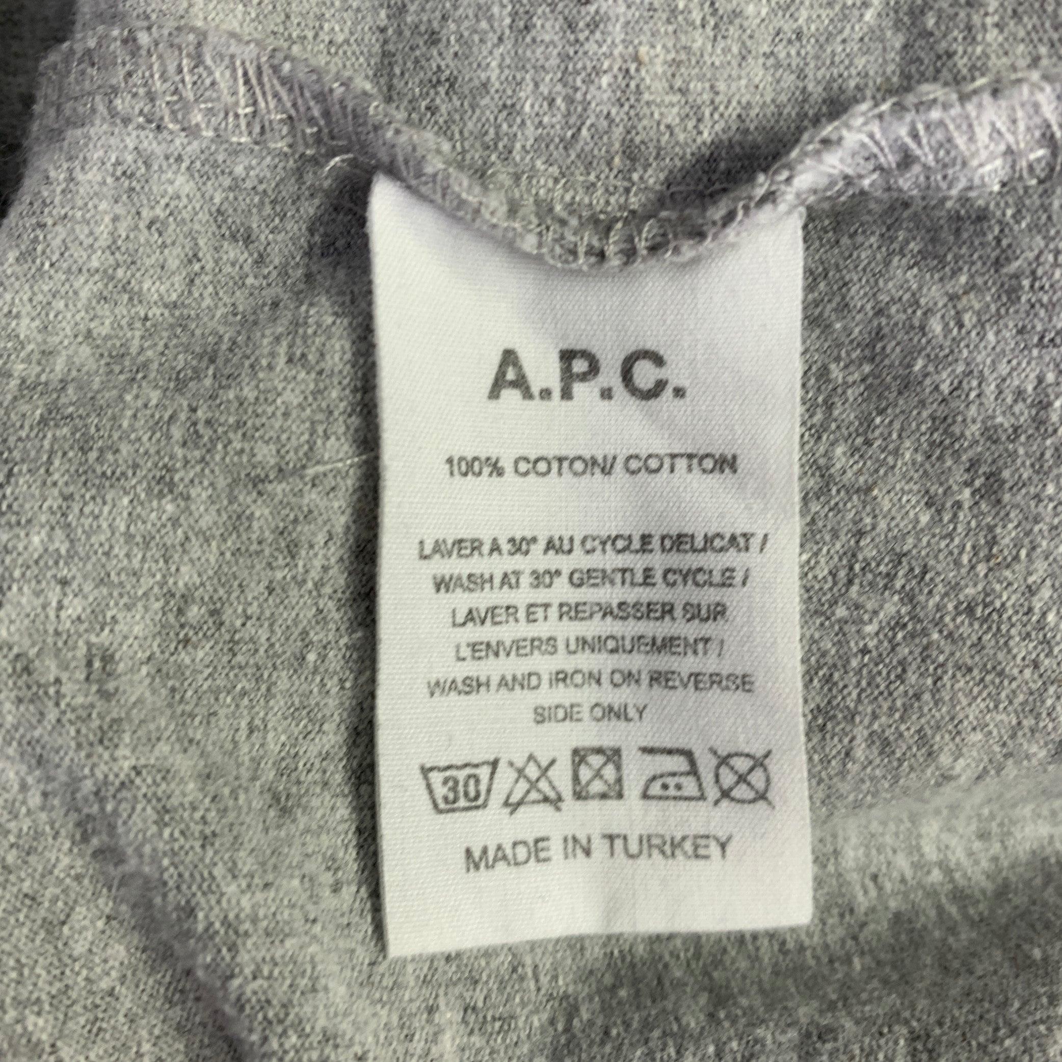 A.P.C. Size M Grey White Cotton Crew Neck T-shirt 1