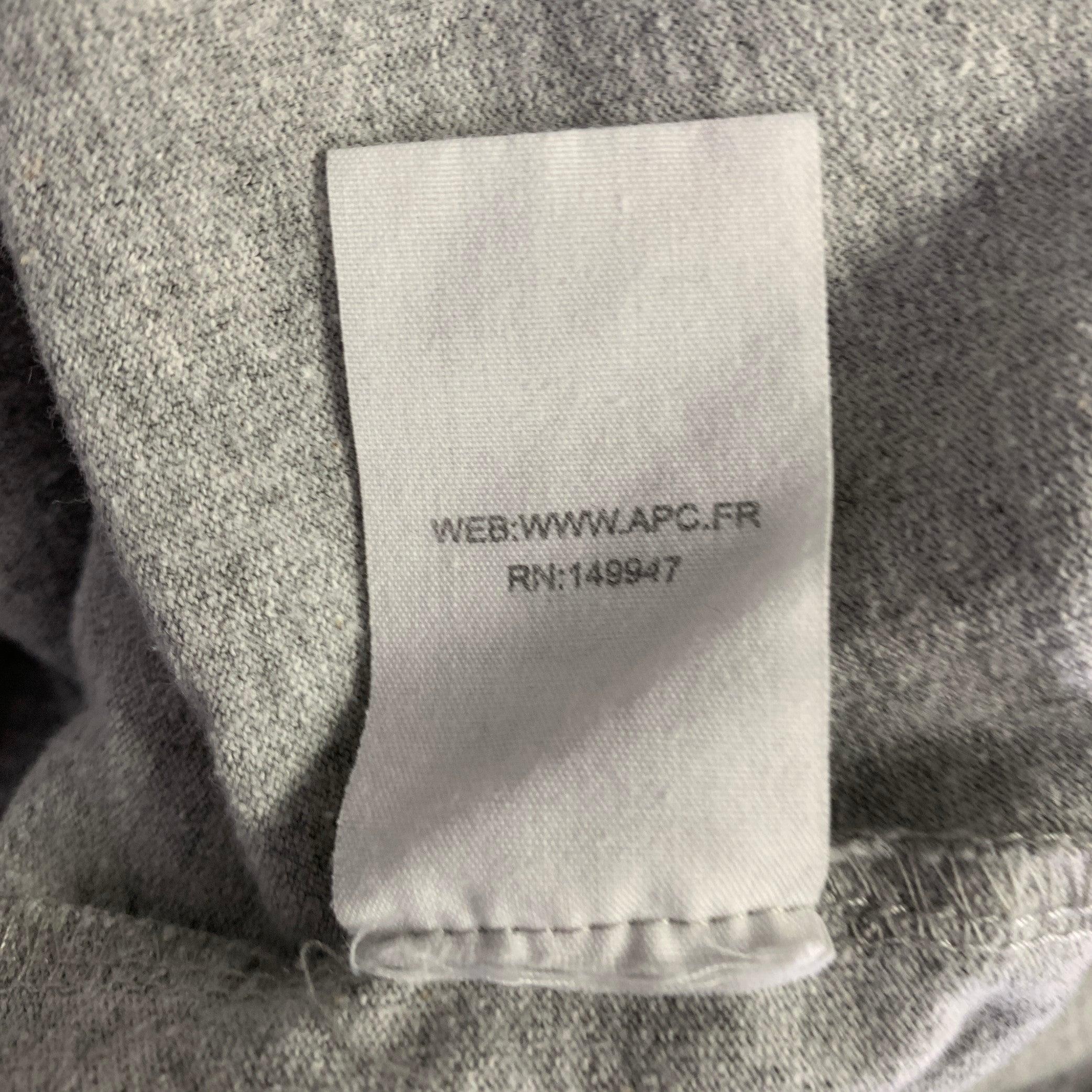 A.P.C. Size M Grey White Cotton Crew Neck T-shirt 2