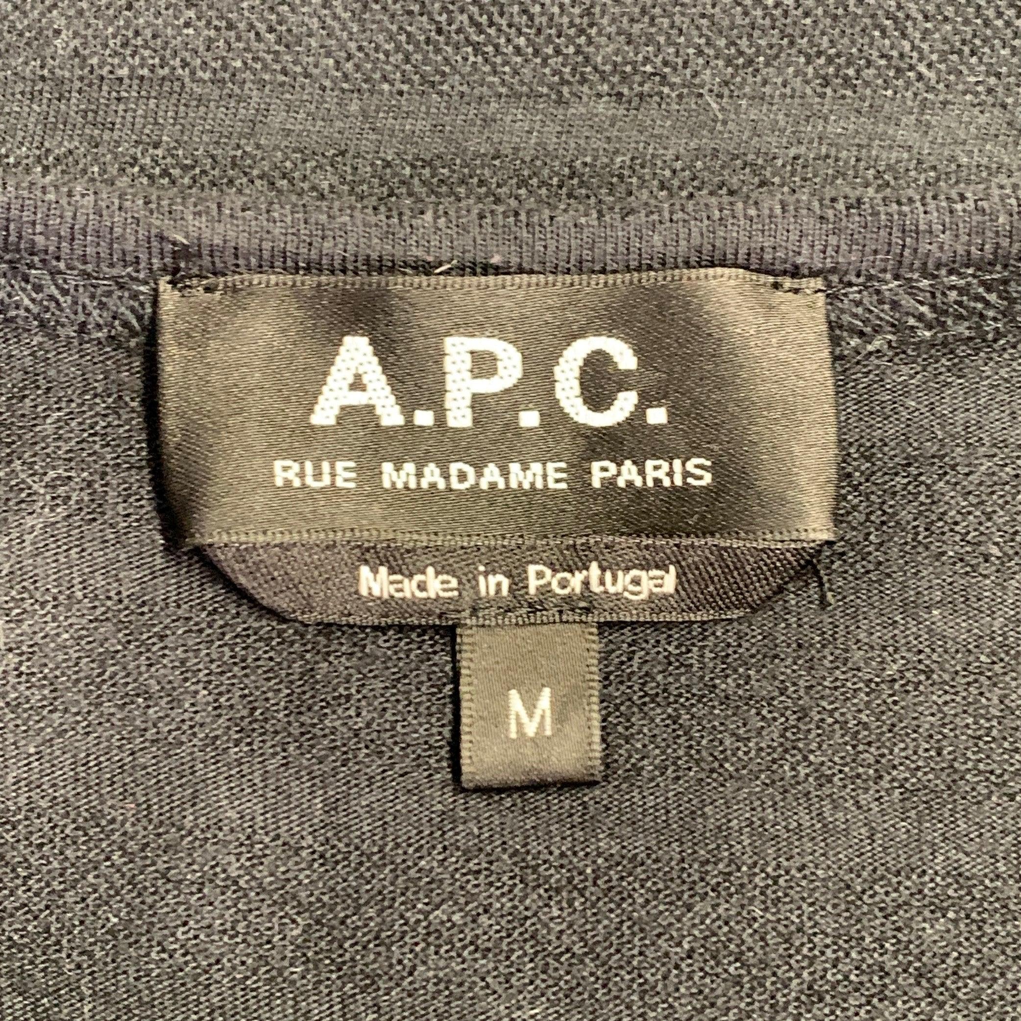 A.P.C. Size M Navy Stripe Cotton Cashmere Crew Neck T-shirt In Good Condition In San Francisco, CA