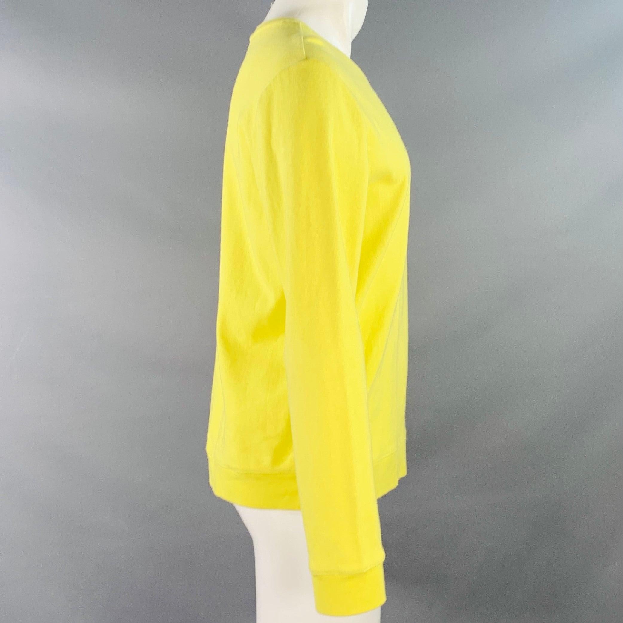 A.P.C. Size M No Fun Neon Yellow Cotton Crew Neck Sweatshirt In Good Condition For Sale In San Francisco, CA