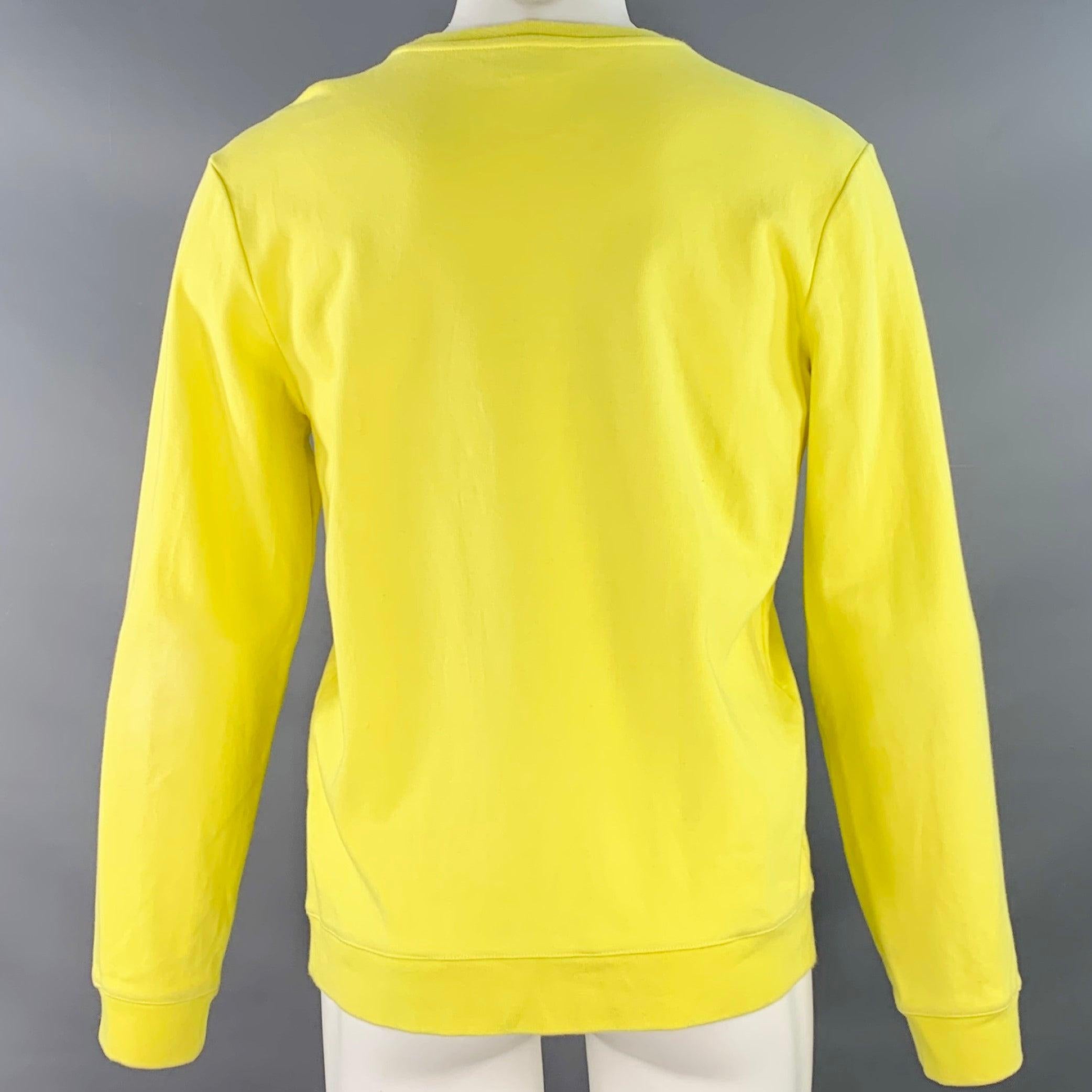 Men's A.P.C. Size M No Fun Neon Yellow Cotton Crew Neck Sweatshirt For Sale