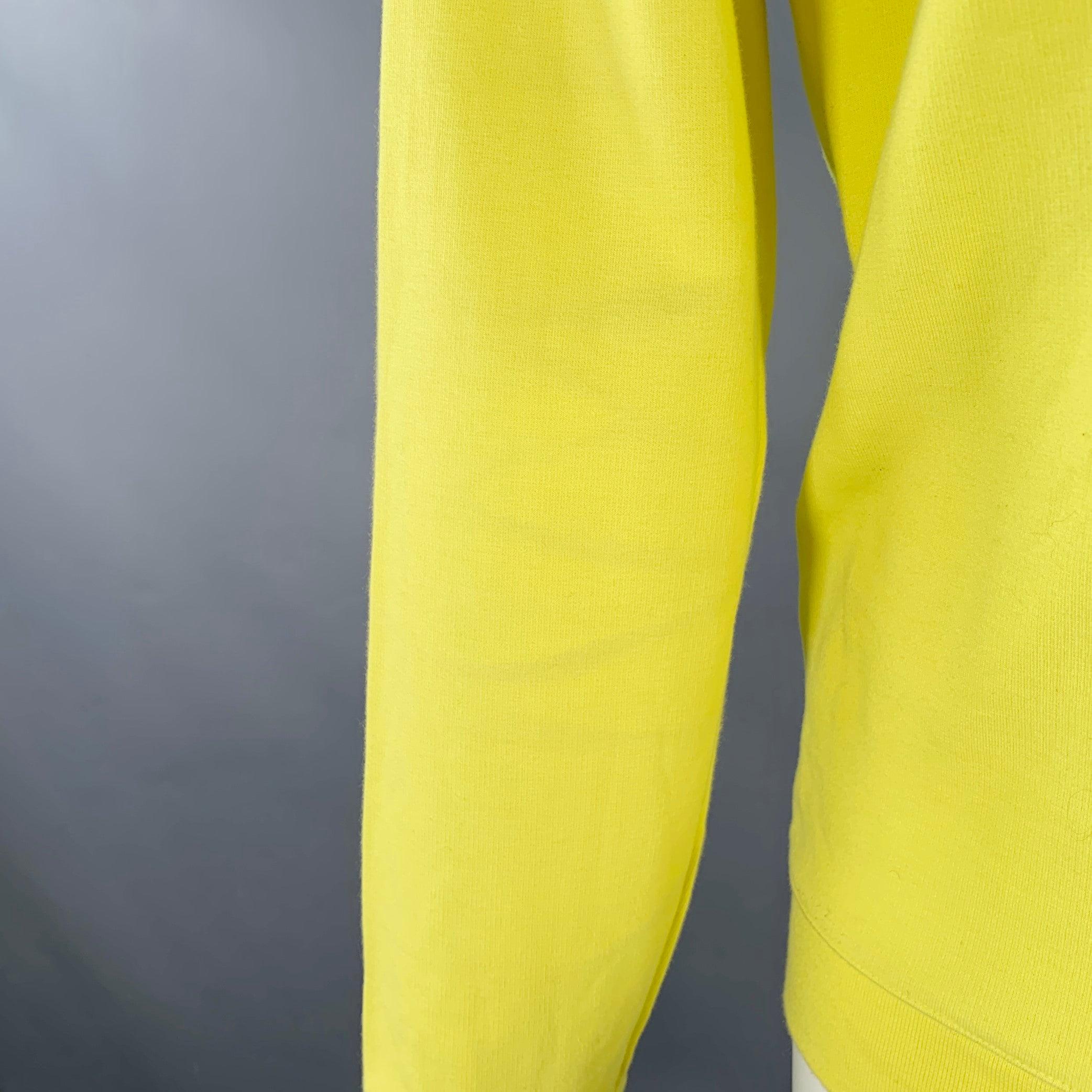 A.P.C. Size M No Fun Neon Yellow Cotton Crew Neck Sweatshirt For Sale 1