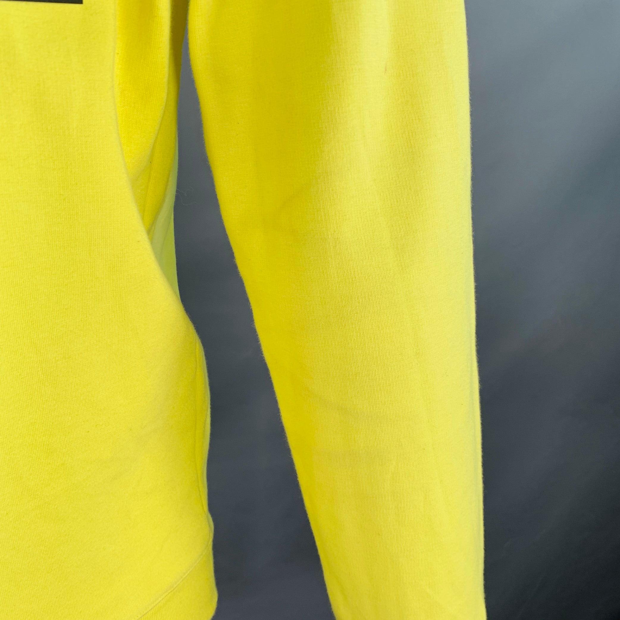 A.P.C. Size M No Fun Neon Yellow Cotton Crew Neck Sweatshirt For Sale 2