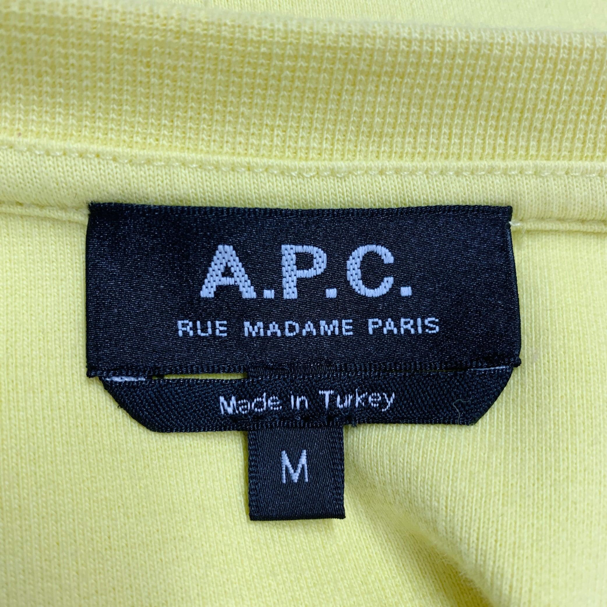 A.P.C. Size M No Fun Neon Yellow Cotton Crew Neck Sweatshirt For Sale 3