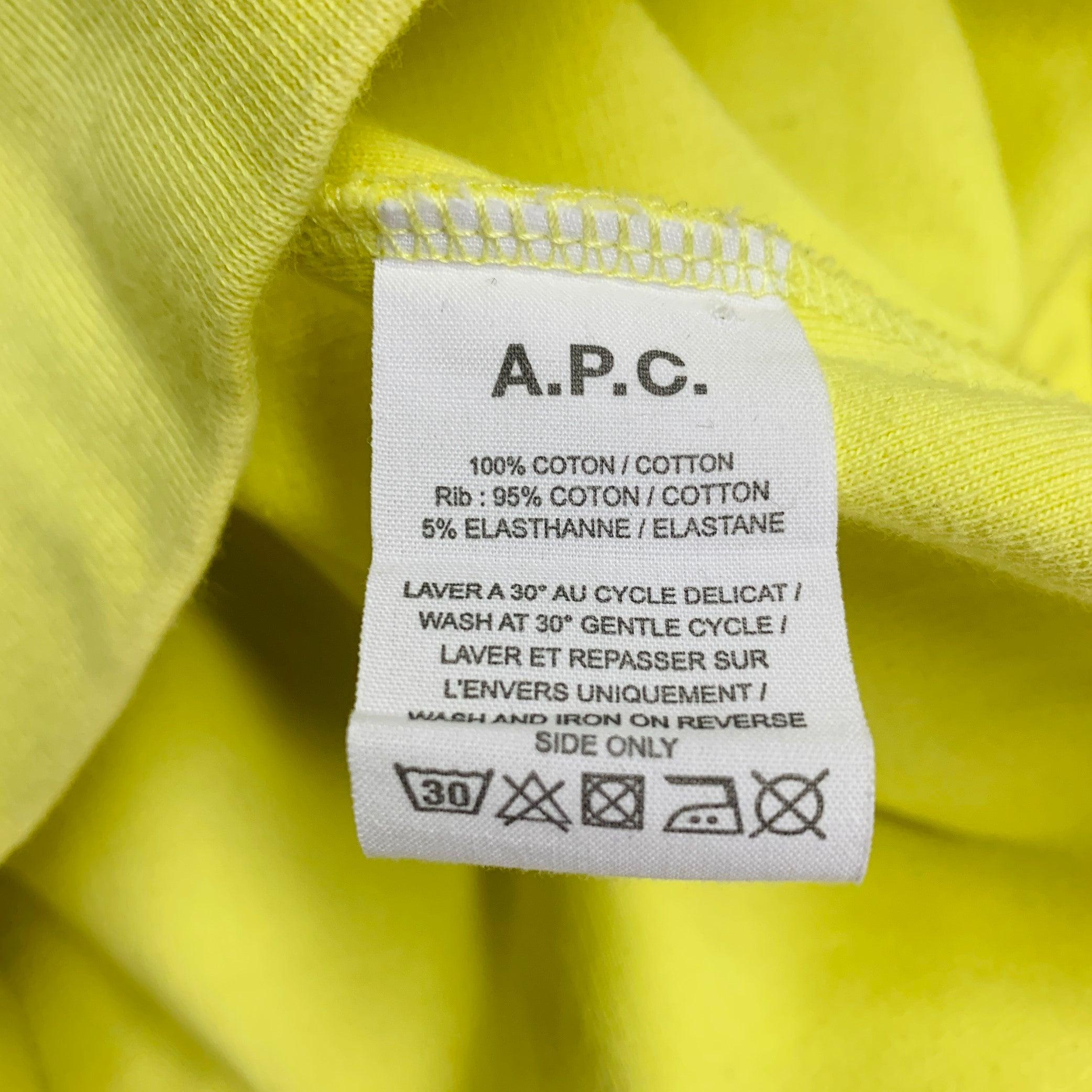 A.P.C. Size M No Fun Neon Yellow Cotton Crew Neck Sweatshirt For Sale 4