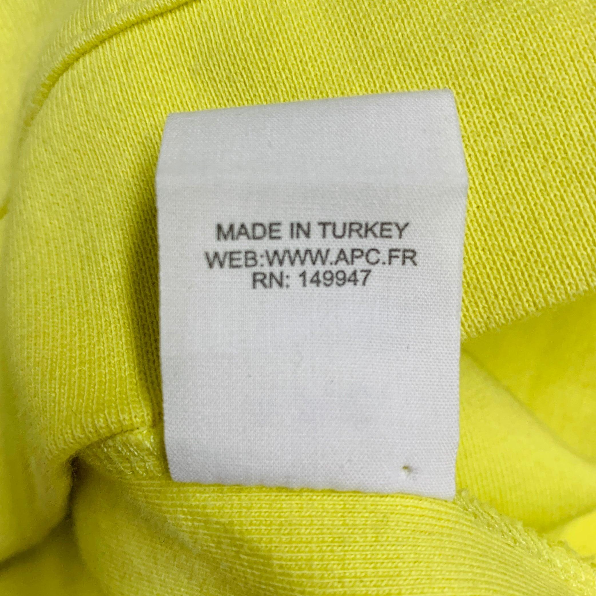 A.P.C. Size M No Fun Neon Yellow Cotton Crew Neck Sweatshirt For Sale 5