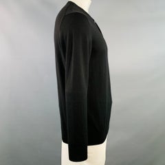 A.P.C. taglia XL Maglia nera in lana con mezza abbottonatura Henley Pullover