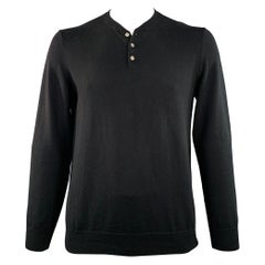 A.P.C. Talla XL Jersey Negro Lana Media Placa Jersey Henley