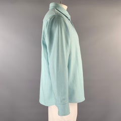 A.P.C. Size XL Blue Contrast Stitch Wool Blend Flanel Long Sleeve Shirt