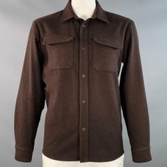 A.P.C. Größe XL Braun Wolle Mischung Zwei Taschen Shirt Jacke