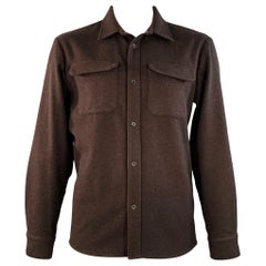 A.P.C. Größe XL Braun Wolle Mischung Zwei Taschen Shirt Jacke