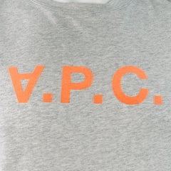 A.P.C. Größe XL Heather Grau Orange Baumwolle Logo Rundhalsausschnitt T-shirt