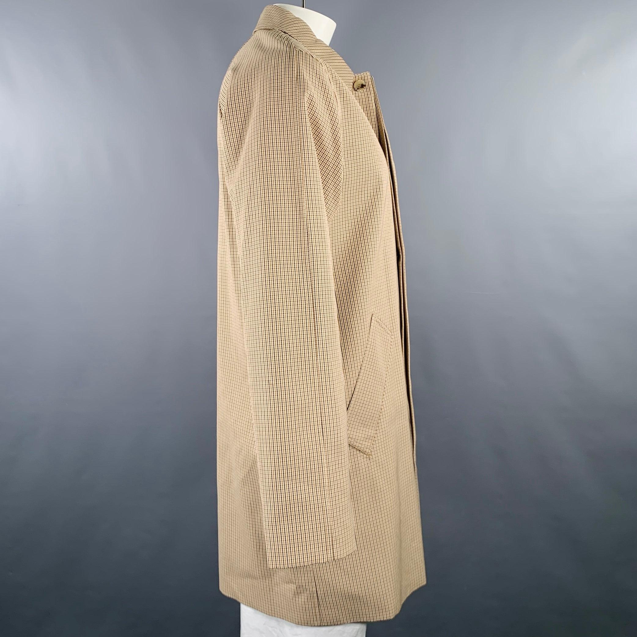 Beige A.P.C. Taglia XL Cappotto in cotone e poliestere a quadri marrone Tan. in vendita