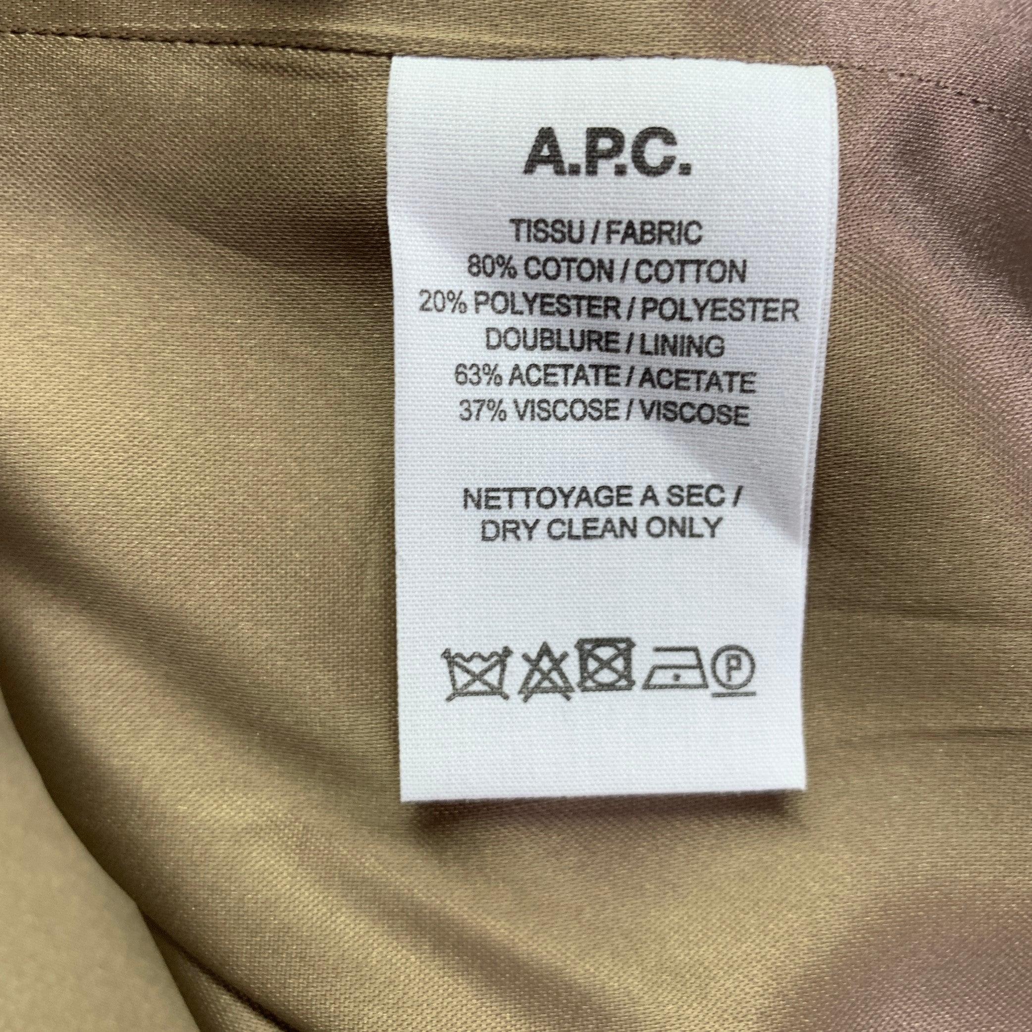 A.P.C. Taglia XL Cappotto in cotone e poliestere a quadri marrone Tan. in vendita 2