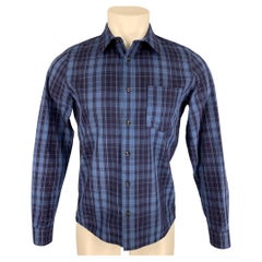 A.P.C. Size XS Blue Navy Plaid Cotton Button Down Long Sleeve Shirt