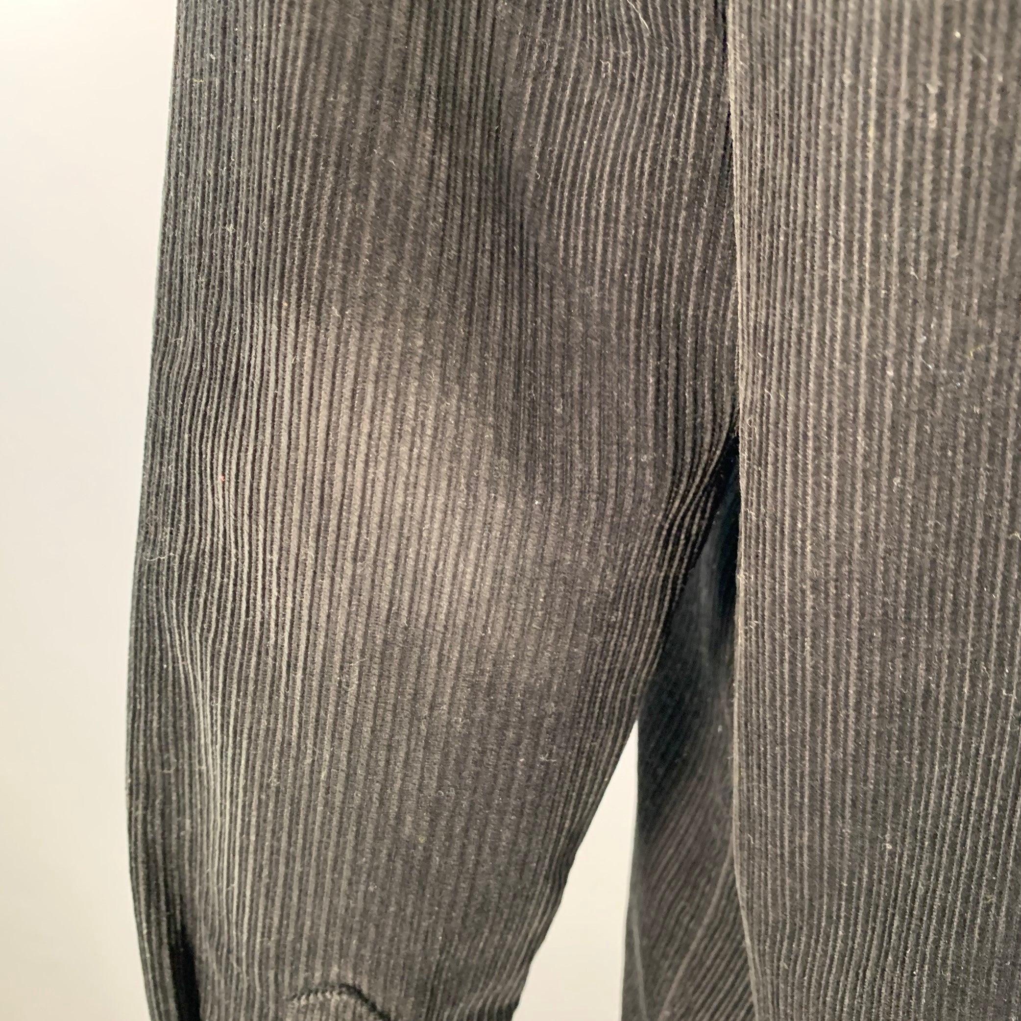 A.P.C. Size XXL Black Corduroy Cotton Two Pockets Long Sleeve Shirt For Sale 1