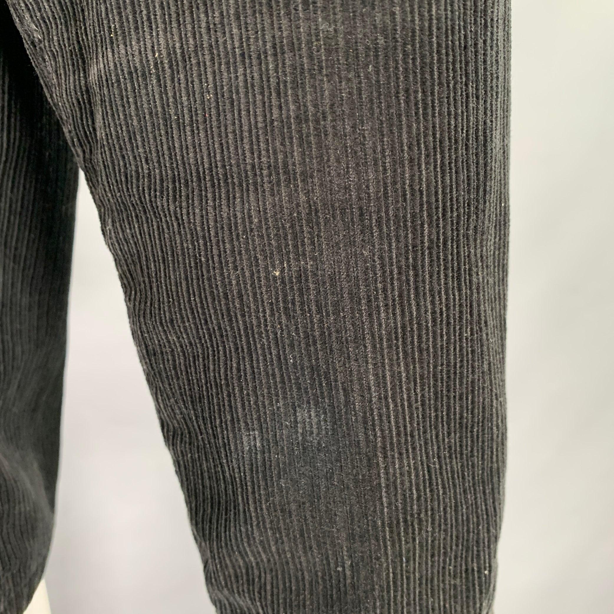 A.P.C. Size XXL Black Corduroy Cotton Two Pockets Long Sleeve Shirt For Sale 2