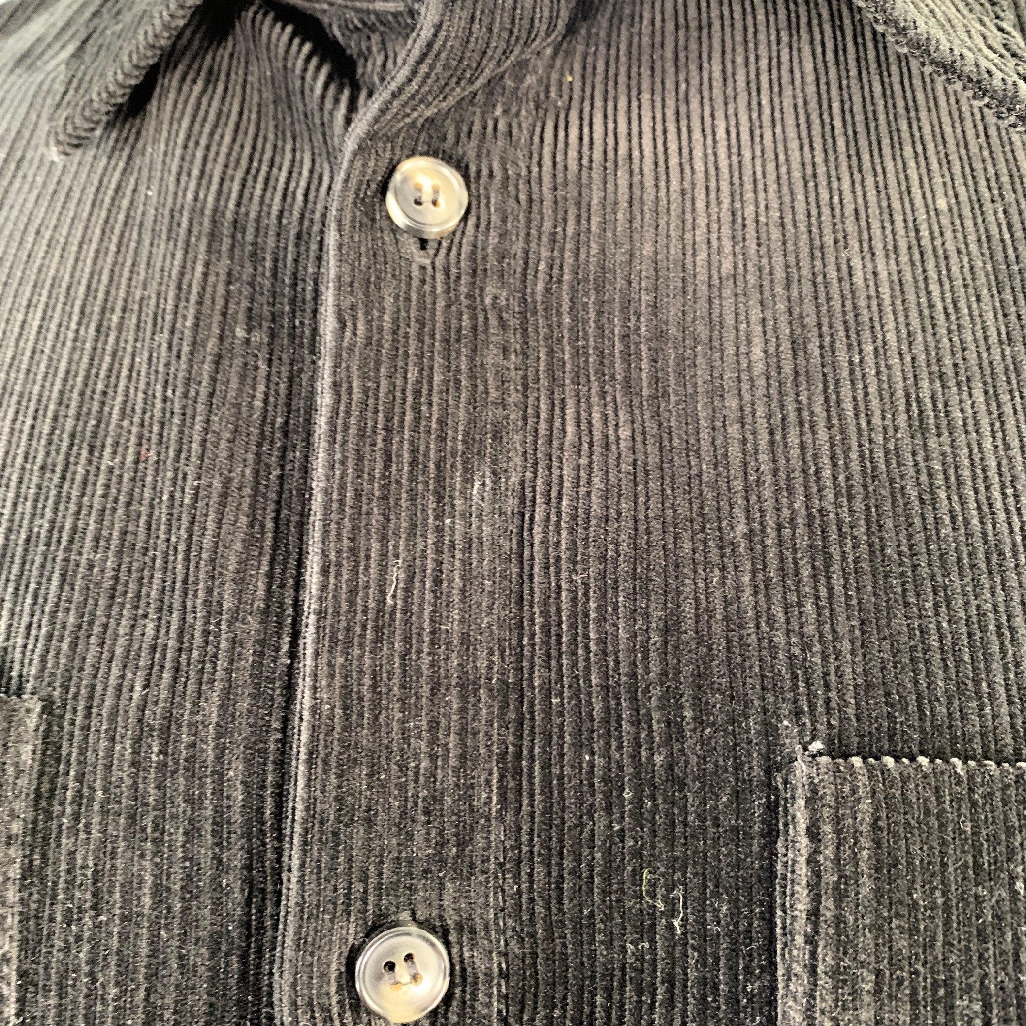 A.P.C. Size XXL Black Corduroy Cotton Two Pockets Long Sleeve Shirt For Sale 3