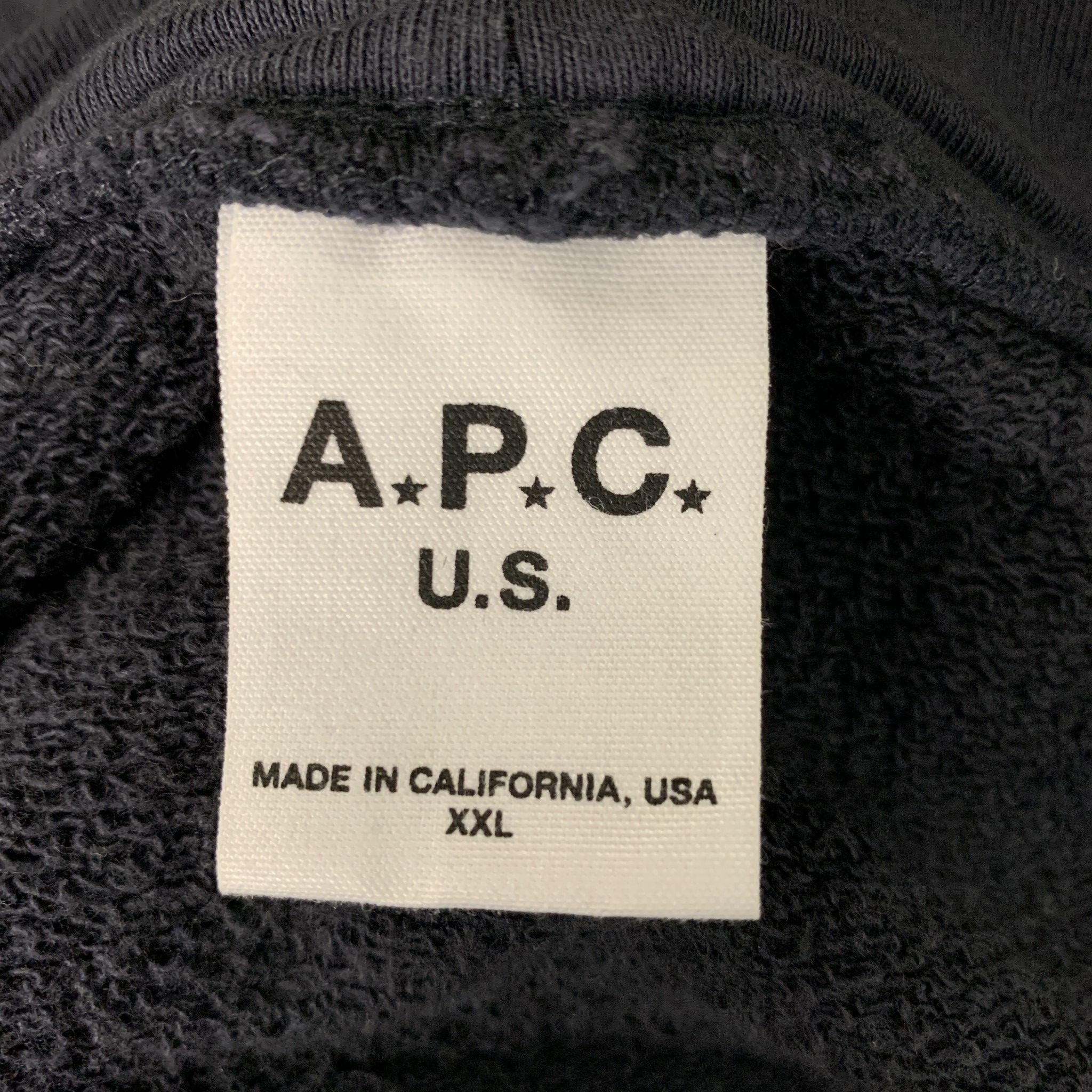 Men's APC Size XXL Charcoal Logo Cotton &  Polyester Hoodie Sweatshirt For Sale