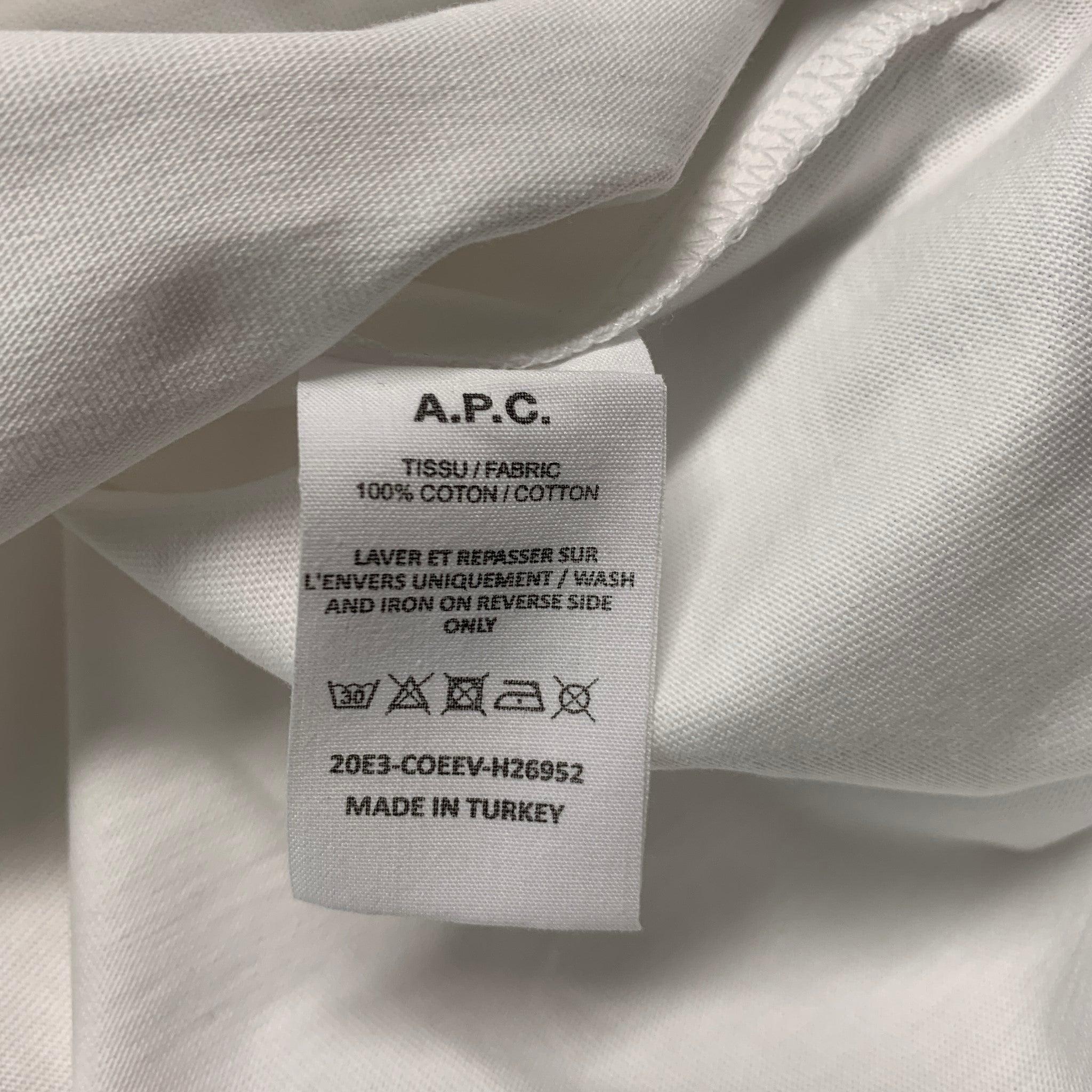 A.P.C. Size XXL White Embroidery Cotton Crew-Neck T-shirt For Sale 2