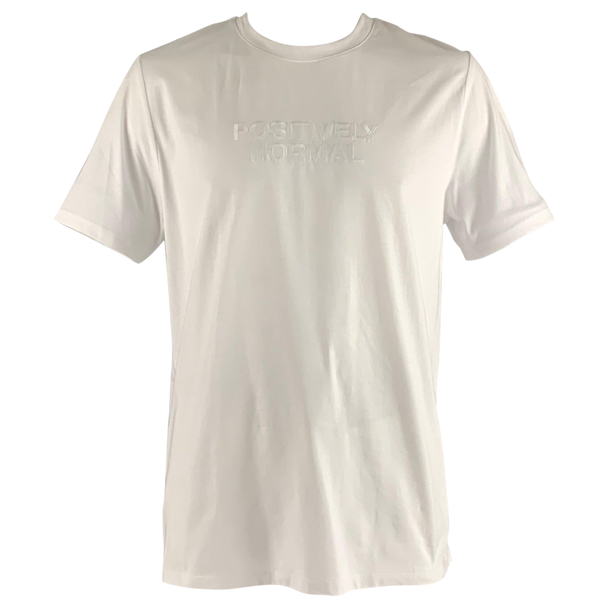 Camiseta A.P.C. XXL blanca bordada de algodón con cuello redondo