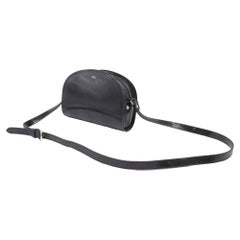 A.P.C. Snake-Embossed Demi-Lune Crossbody Bag in Black Leather