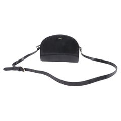 A.P.C. Snake-Embossed Demi-Lune Crossbody Bag in Black Leather