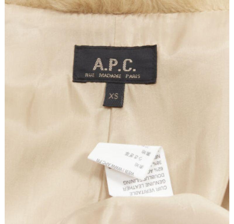 APC tan brown genuine fur gold-tone buttons winter coat jacket XS For Sale 5