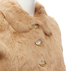 braune, echte, goldfarbene APC-Wintermanteljacke mit Knöpfen aus Pelz XS